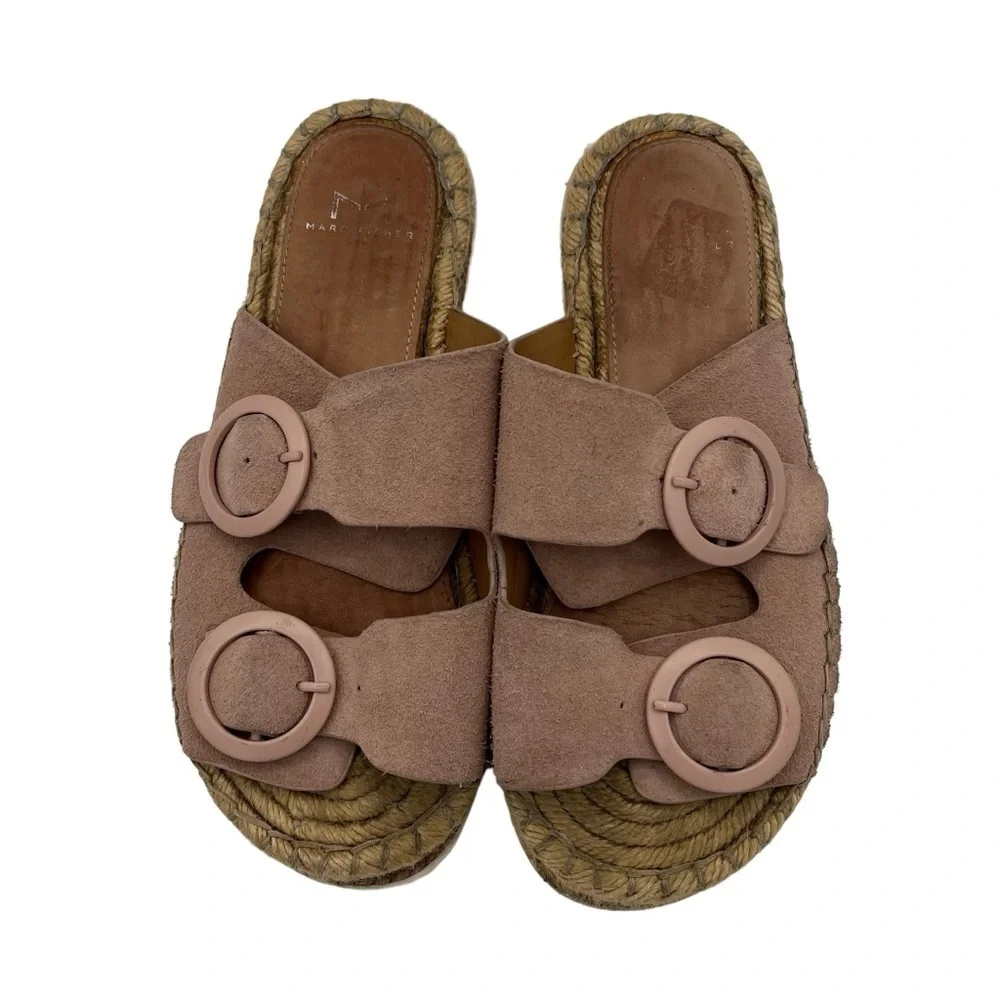 Marc Fisher Ramba Suede Slip On Espadrille Slide Sandals Pink Women's Size 6.5